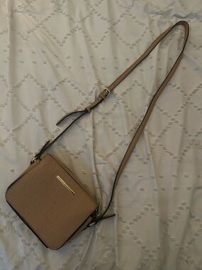 Tan Square Crossbody Bag with Adjustable Strap